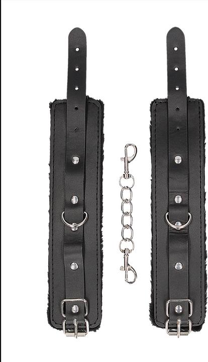 Actual product image Ouch! Plush Bonded Leather Hand Cuffs - With Adjustable Straps