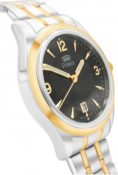 Actual product image Primex Montre Swiss Made - Bracelet Metal Bicolore - Cadran Blanc - Etanche 50 M (210 mm)