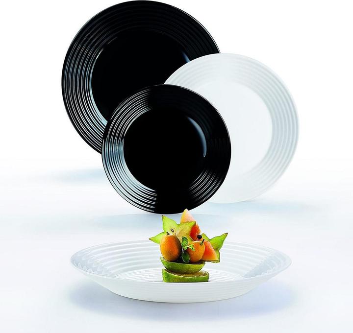 Actual product image Luminarc Tableware 1900 White/black glass 18 pieces (18 Piece)
