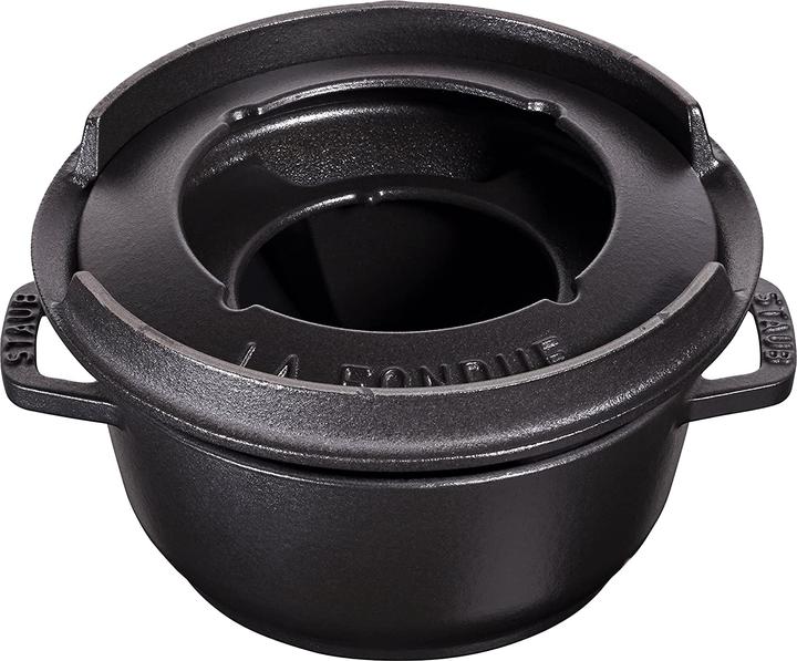 Produktbild Staub Fondue Set schwarz m. 2 Griffen, rund. 16 cm (Fondue Bourguignonne, Käsefondue, Fondue Chinoise)