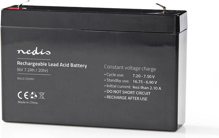 Actual product image Nedis Rechargeable lead-acid battery - Rechargeable - 6 V - 7200 mAh - 151 mm - 34 mm - 9 (6 V, 7.20 Ah)