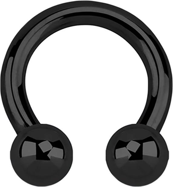 Star Piercing Circular Barbell Innengewinde schwarz mit zwei Kugeln (ohne Messing, Chirurgenstahl 316L)