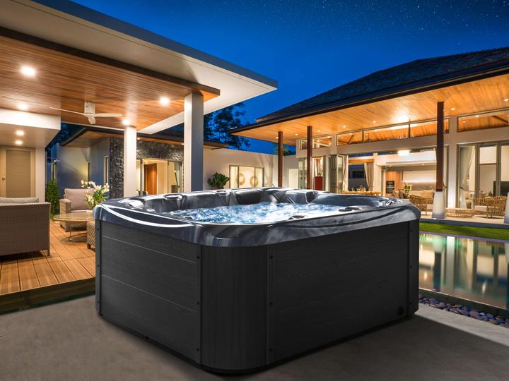 Produktbild Beliani Whirlpool Outdoor grau mit LED quadratisch 200 x 200 cm LASTARRIA (5 Pers.)