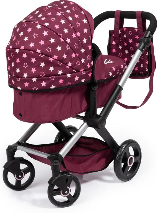 Bayer Design 17023AA Combi Poppenwagen Xeo, tas, bordeaux, roze, sterren