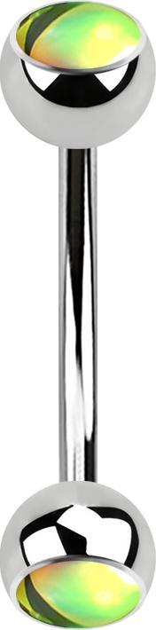 Immagine prodotto Star Piercing Micro banana argento con due sfere verdi iridescenti (Acciaio chirurgico 316L, senza ottone)