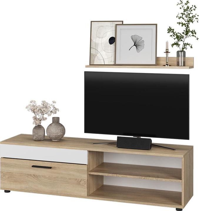 Produktbild Vichy Lowboard & Regal Berno, Sonoma/Weiss, mit 1 Klappe
