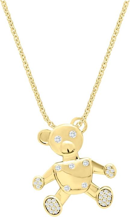 Candy Halskette Teddybär, 925 Sterling Silber, vergoldet (925er Sterlingsilber, 925 Sterling Silber, 18k vergoldet, 38 - 41 cm)