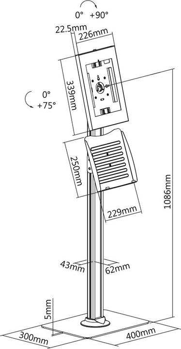Produktbild Maclean Floor stand tablet holder MC-476W