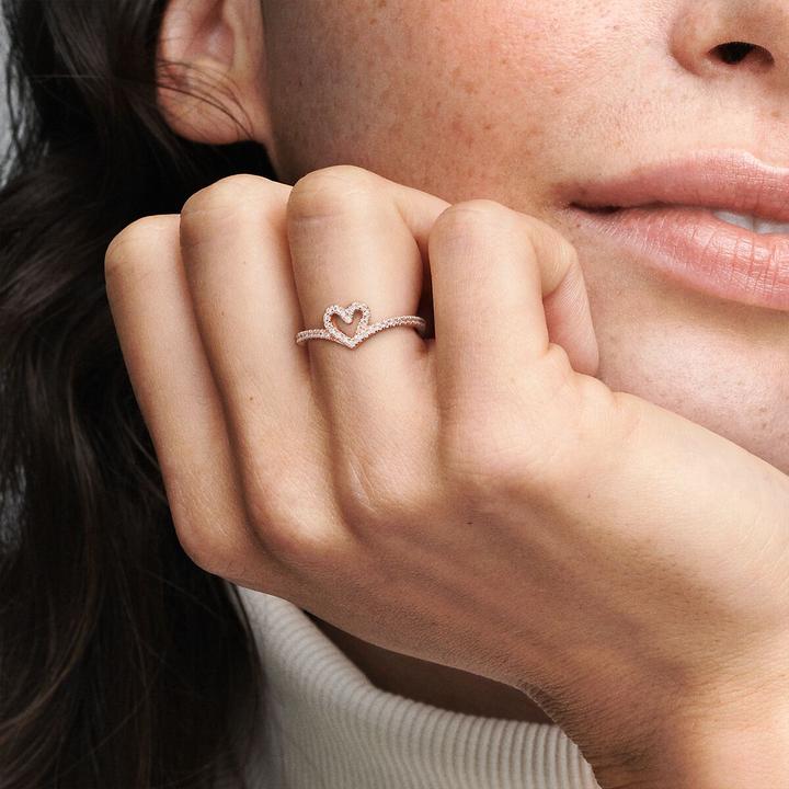 Actual product image Pandora Rose Heart and Wishbone Ring (58)