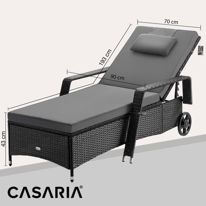 Produktbild Casaria Polyrattan Gartenliege (193 cm)