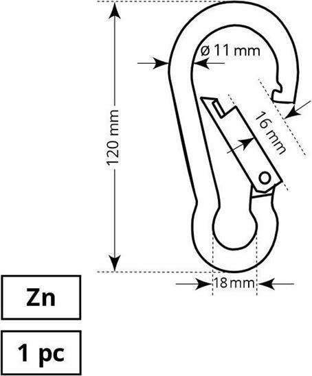 Produktbild Haushalt CARABINER 11X120MM ZN 1DD