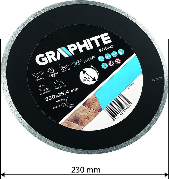 Produktbild Graphite Diamanttrennscheibe 230 x 25,4 mm massiv für 59G891