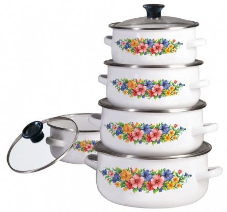 Produktbild Klausberg pannenset - emaille - alle warmtebronnen - wit