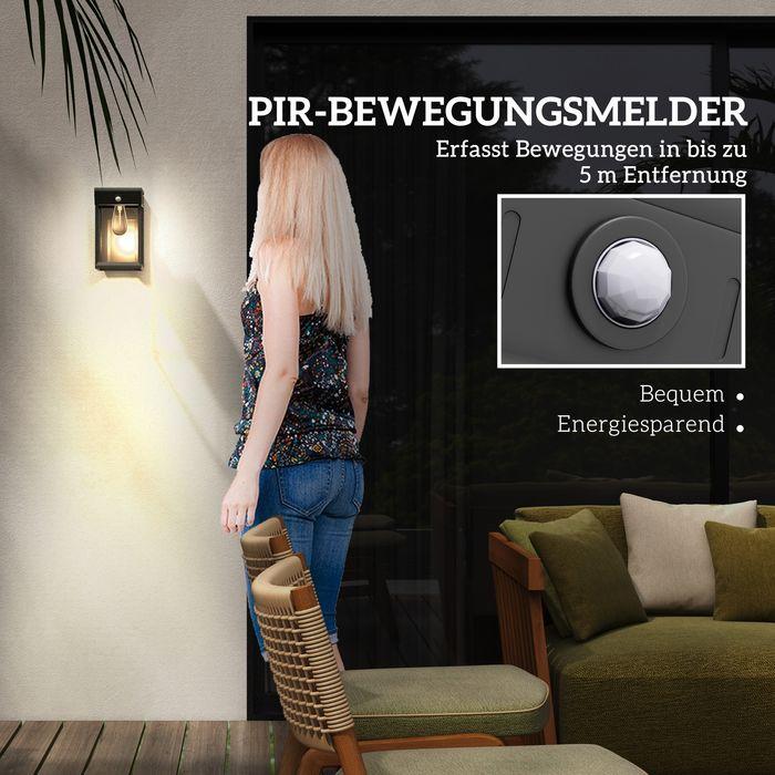 Immagine prodotto Swisshandel24 Applique solare LED luce da giardino bianco caldo sensore di luce regolabile IP44 nero (160 lm, IP44)