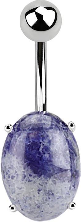 Star Piercing Banane silber mit Ovalem Sodalith Stein (Mineralisch, ohne Messing, Chirurgenstahl 316L)