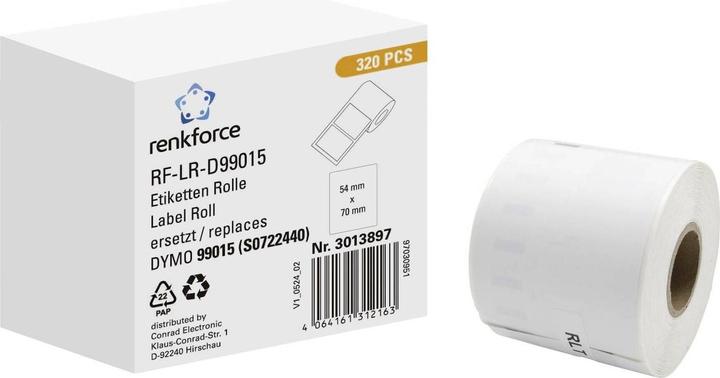 Actual product image Renkforce Label roll Compatible replaces DYMO DYMO 99015 70 x 54 mm paper W