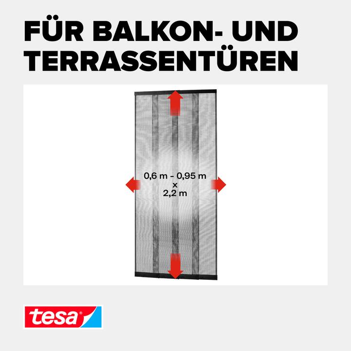 Image du produit tesa Moustiquaire de porte à lamelles en aluminium pour les portes de balcon et de terrasse (95 x 220 cm)