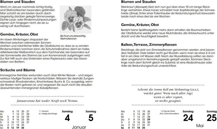 Nährwerte und Zutaten Gartenkalender 2025 (Harter Einband, Deutsch)