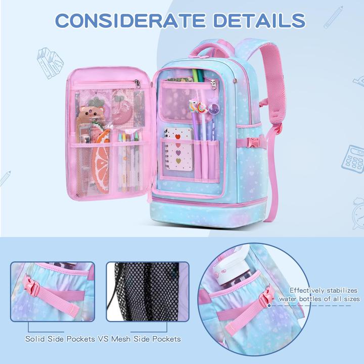 Image du produit Only-Bags.Store Sac à dos 2 en 1 & sac à pain isotherme, sac à dos scolaire pour les élèves du primaire