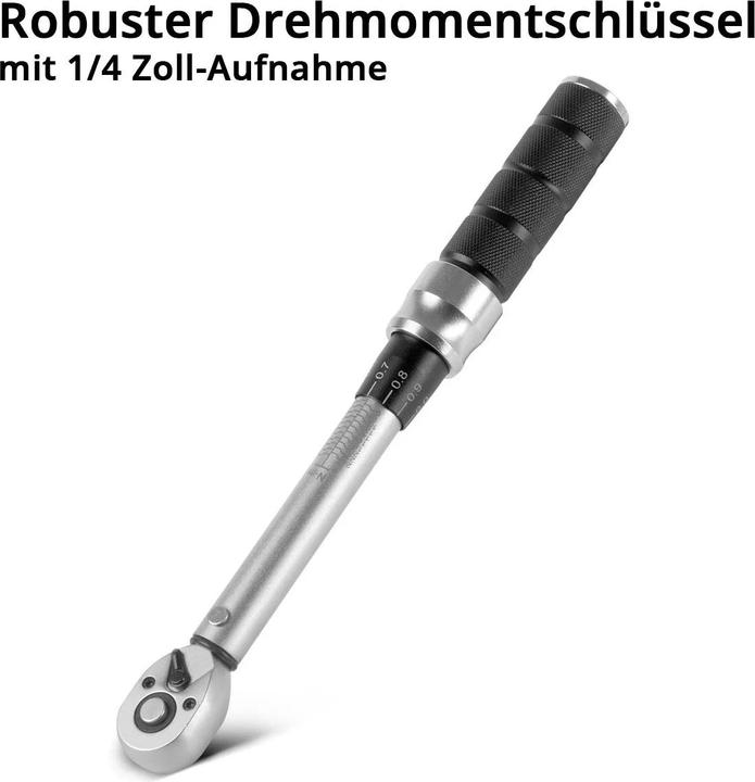 Image du produit Stahlwerk Jeu de clés dynamométriques 32 pièces 1/4" 5-25Nm cliquet réversible (1/4", 5 Nm, 25 Nm)