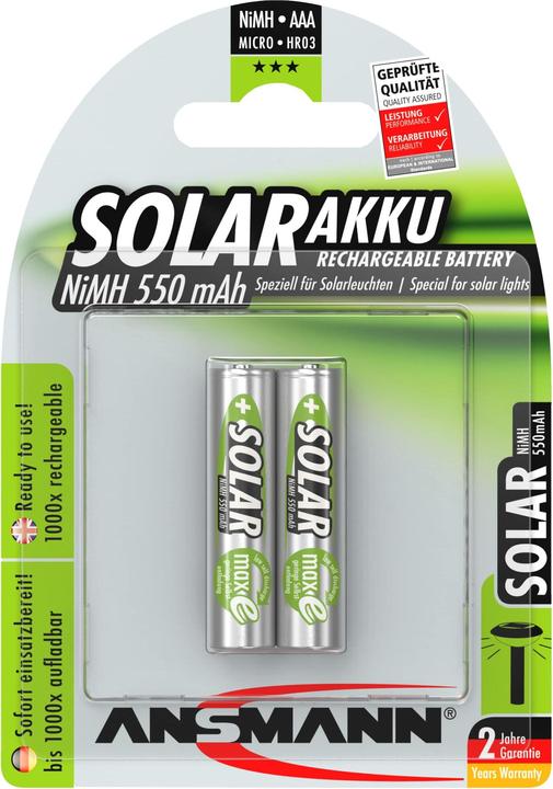 Produktbild Ansmann NiMH HR03 Sol (1 Stk., AAA, 550 mAh, Akku)