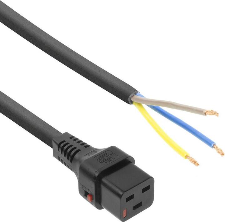 Immagine prodotto Cavo di alimentazione C19 IEC Lock - estremità aperta nera 2 m, PC1174, confezione da 5 pezzi (2 m)
