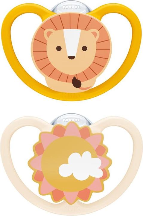 Produktbild NUK Schnuller Schnuller 2er Pack Space - Silikon 6-18 M - Löwe / (2 x, 6 - 18 Monate)