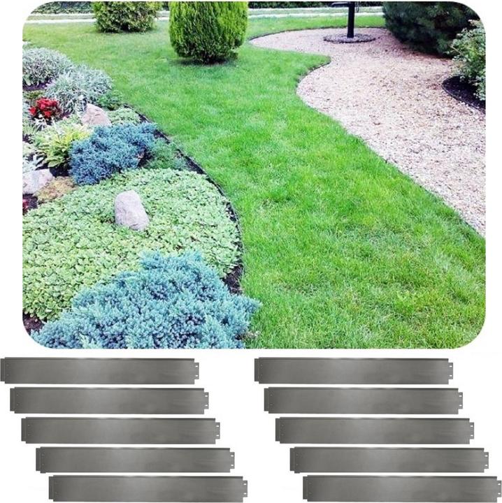 Produktbild Green Split 10Set Rasenkanten Metall Alu/Zink 14cm hoch, 10m lang (1000 cm)