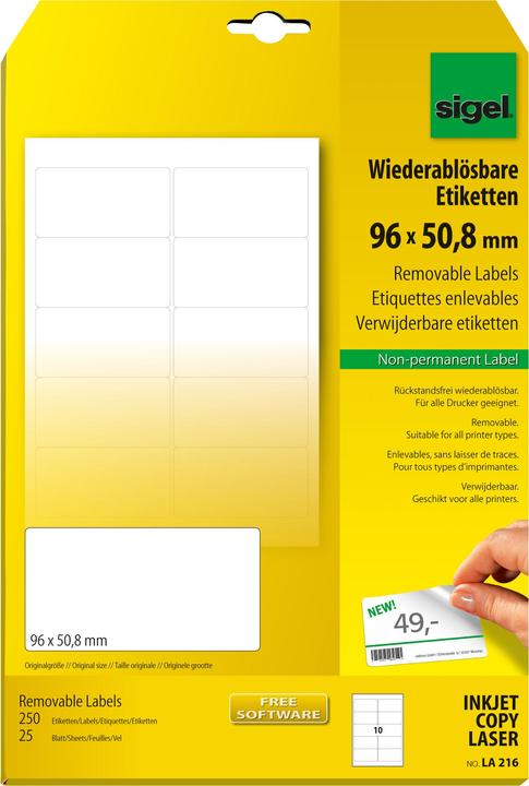 Sigel Removable labels