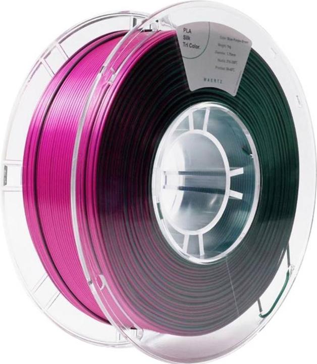 Immagine prodotto Maertz PMMA-1022-001 PMMA-1022-001 Filamento PLA Silk Silky glossy 1,75 mm 10 (PLA, 1.75 mm, 1000 g, Blu, Verde, Viola)
