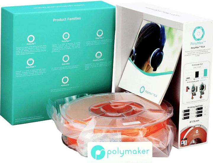 Image du produit Polymaker PA06018 PolyMAX Tough Filament Tough PLA haute rigidité, haute résistance à la traction (Bien que le PLA, 2.85 mm, 750 g, Orange)