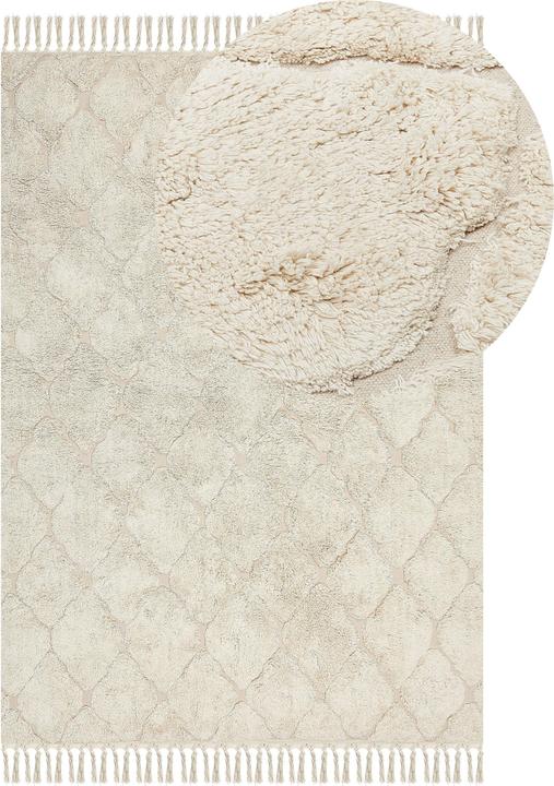 Produktbild Beliani Teppich Baumwolle hellbeige 140 x 200 cm marokkanisches Muster Kurzflor SILCHAR (140 x 200 cm)