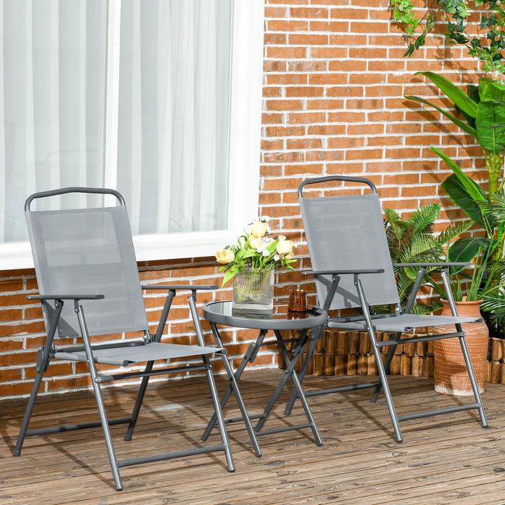Produktbild Outsunny Gartenmöbel-Set mit Glastisch und 2 Stühlen (64 cm)