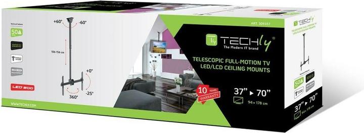Actual product image Techly Telescopic Ceiling Long Support (Ceiling, 70", 50 kg)