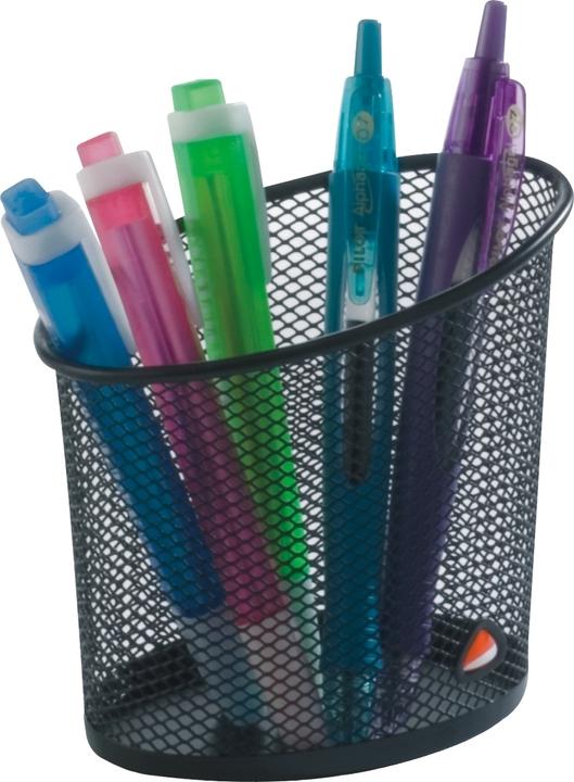 Produktbild Alba Stifteköcher Mesh, aus Drahtmetall, schwarz rund, Durchmesser: 60 mm, Höhe: 105 mm, erlaubt eine