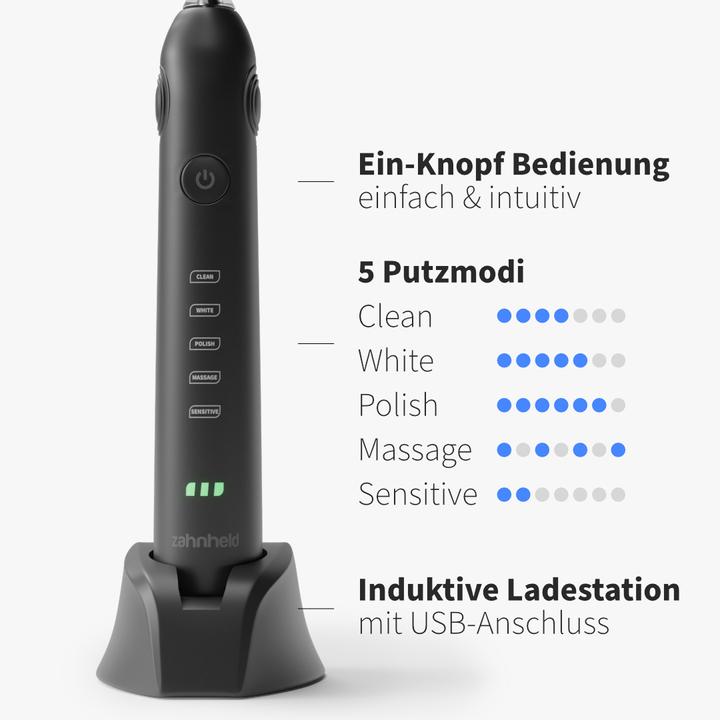Productafbeelding Zahnheld Startset elektrische sonische tandenborstel + reisetui, wit (Sonische tandenborstel)