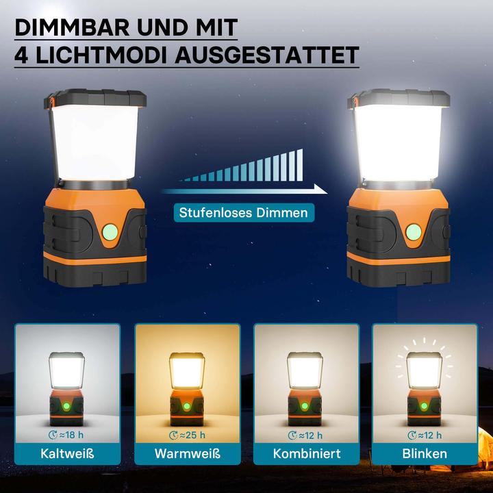 Actual product image Toboli Battery-powered Camping Lamp with 4 Light Modes LED Outdoor Lantern Dimmable Camping Light