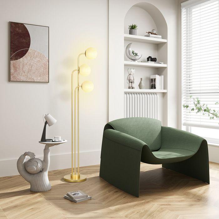 Actual product image Swisshandel24 Stehlampe mit 3 Lampenschirmen, 120W Leselampe, 1,65 m hoch Nachttischlampe (E27)