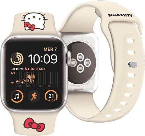 Productafbeelding Hello Kitty Pasek HKAWMSCHBLE Apple Watch 38/40/41mm beżowy/beige bandje Siliconen Kitty Head (Roestvrij staal, Silicone)