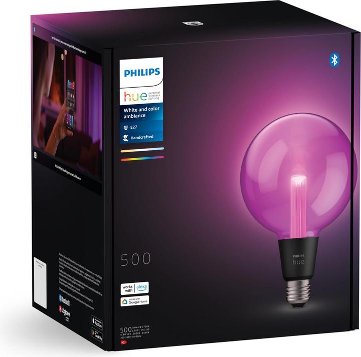 Productafbeelding Philips Hue Witte & gekleurde sfeerlichtgids reuze wereldbol (E27, 6.80 W, 500 lm, 1 x, G)