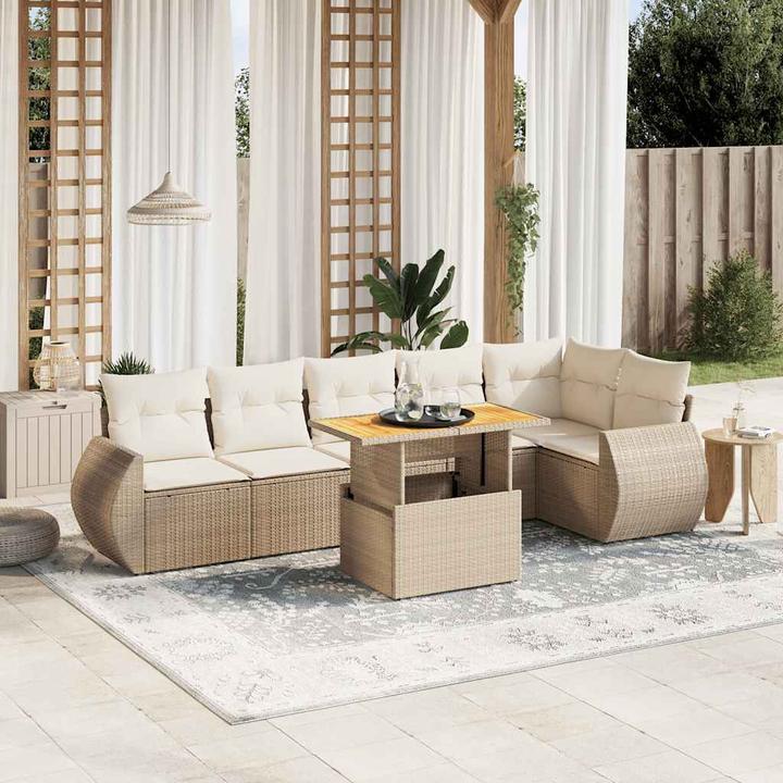 Actual product image VidaXL Garden furniture Sofa set Garden set 7-piece garden set Beige