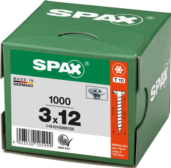 Immagine prodotto Spax Viti per truciolare SK T10 3,0x12 mm (1000 Viti per pezzo)