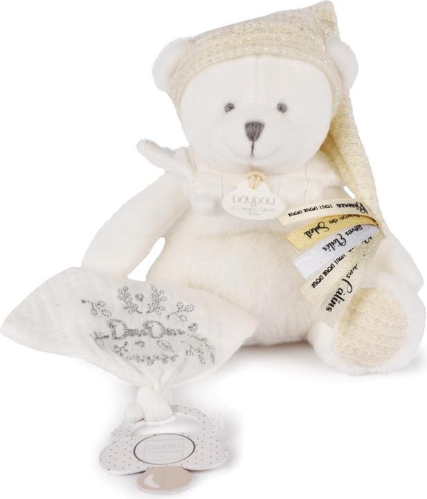 Doudou et Compagnie Schmusetuch mit Schnullerhalter Bär gold 20cm