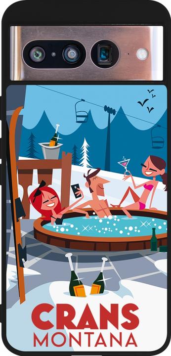 Actual product image PhoneLook Coque Silicone rigide noir Crans-Montana Mountain Jacuzzi (Google Pixel 8)