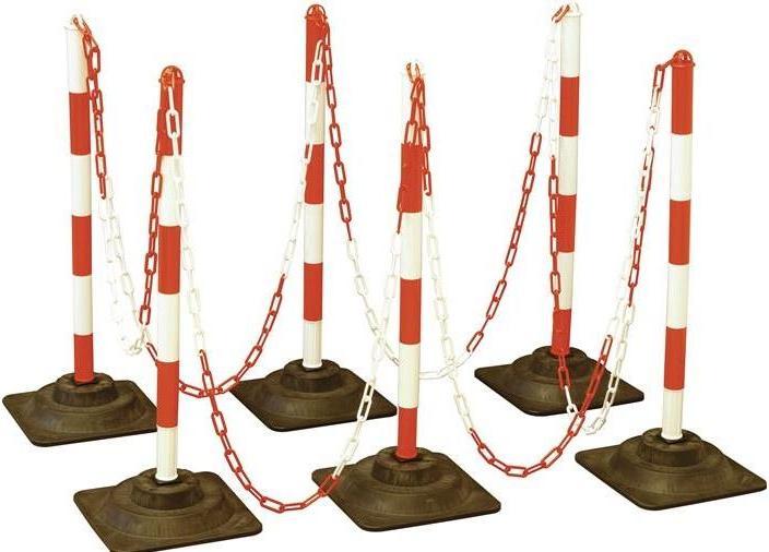 Produktbild Magni Kettenpfosten-Set EcoMax mit 10 m Absperrkette 3x rot/weiss, 3x weiss/rot, 6x Hartgummifuss