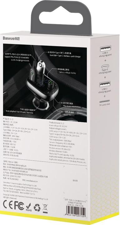 Produktbild Baseus T typed S-13 Bluetooth MP3 car chargerBlack