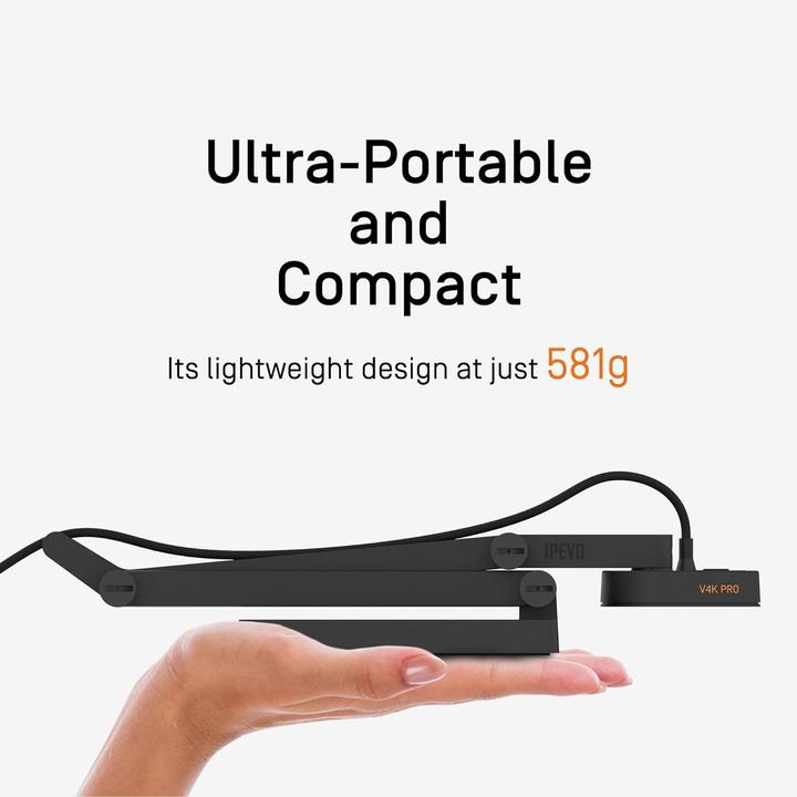 Actual product image Ipevo DOK V4K Pro 120 USB Ultra HD 8MP Micro Light grey (4K, 44 x 33 cm)
