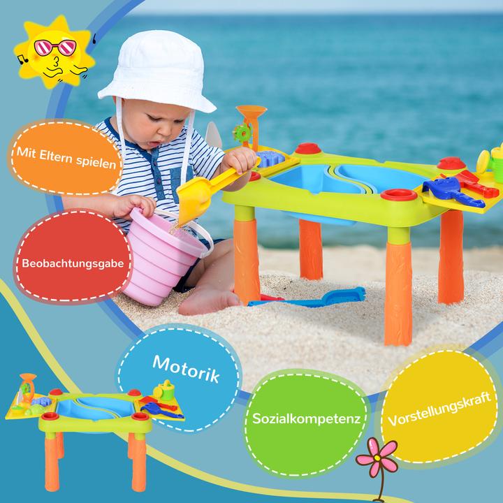 Produktbild Homcom Kinder Sandkastentisch mit 16-tlg. Zubehör