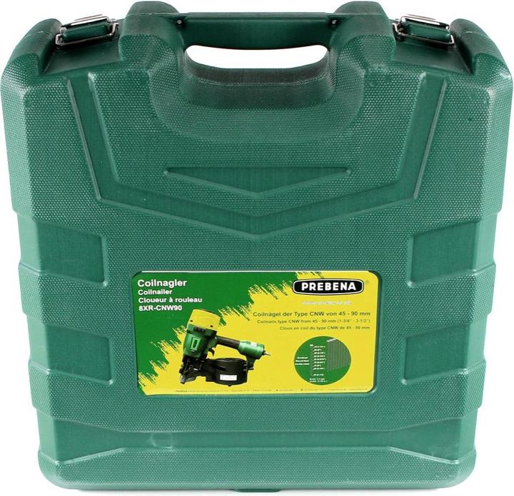 Actual product image Prebena 8XR-CNW90 Chiodatrice pneumatica in valigetta da trasporto + Chiodi lucidi con fusto ad