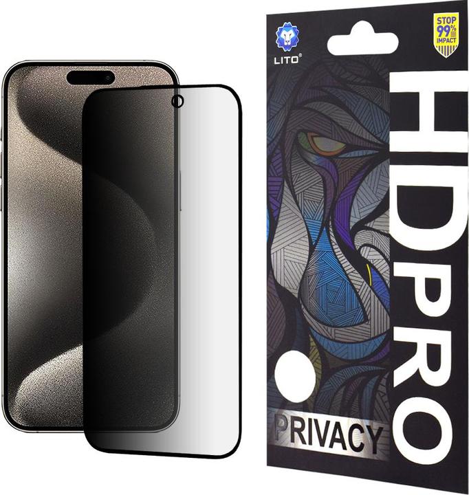 Produktbild Lito - HD Pro Privacy - iPhone 15 Pro Max - Black (Apple iPhone 15 Pro Max)